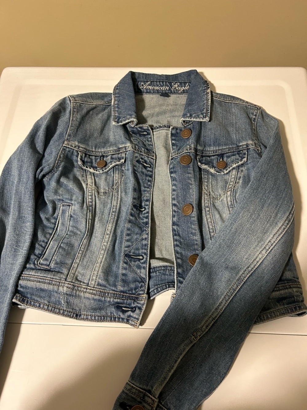 American Eagle Denim Jacket in Faded Blue